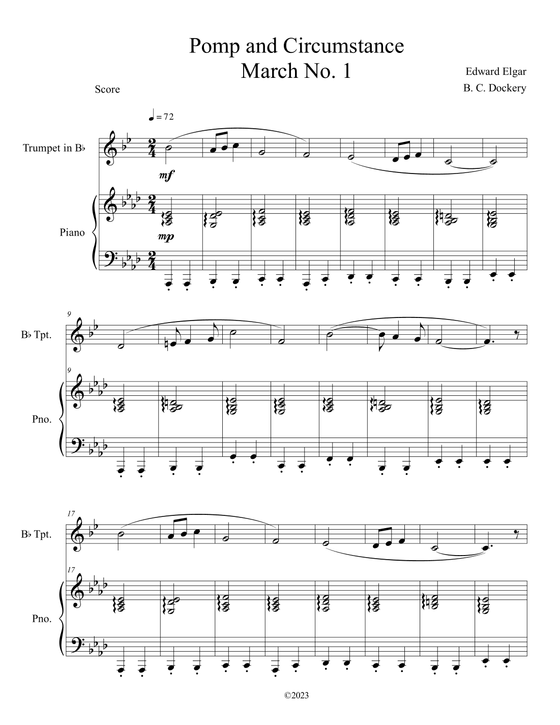 Pomp and Circumstance (Trumpet Solo with Piano Accompaniment) (arr. B. C. Dockery)