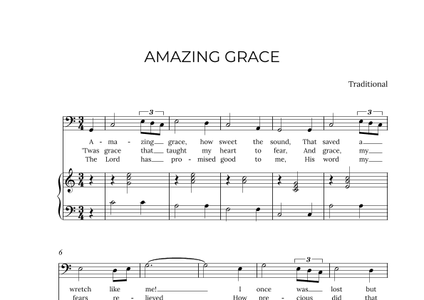 AMAZING GRACE - for piano and baritone in C major (arr. Alex Nunes Rodrigues)