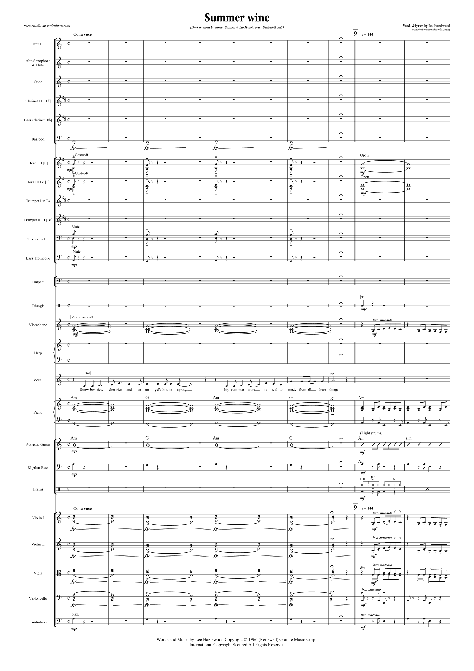 Summer Wine (arr. John Langley / Studio Orchestrations)