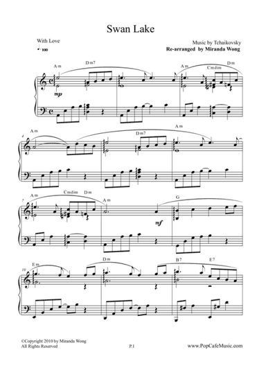 Swan Lake (Beautiful Version) -  Famous Piano Music No.12 (arr. Miranda Wong)