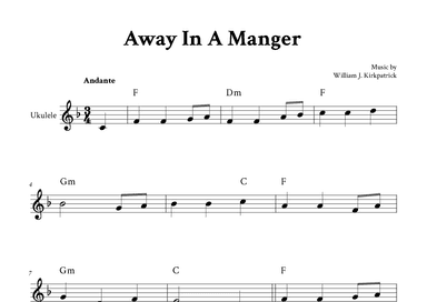 Away In A Manger - For Ukulele (F Major - with Chords (arr. Yuri Noronha)