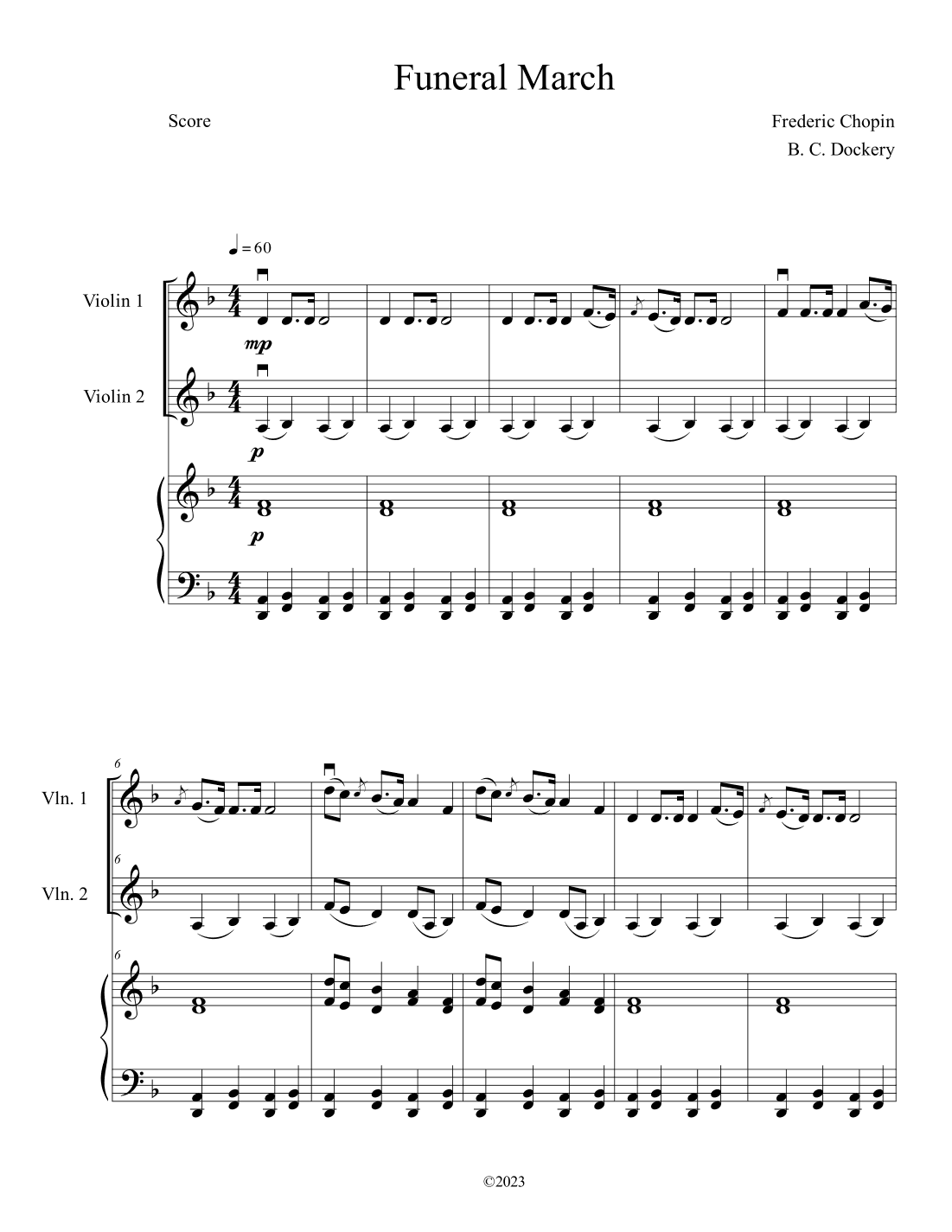 Funeral March (Violin Duet with Piano Accompaniment) (arr. B. C. Dockery)