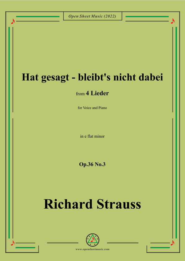 Richard Strauss-Hat gesagt-bleibt's nicht dabei,in e flat minor (arr. OSM Press)