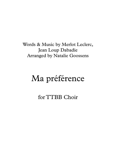 Ma Preference (arr. Natalie Goossens)
