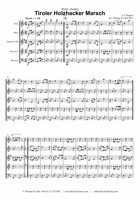 Tiroler Holzhacker Marsch - German Polka March - Oktoberfest - Wind Quintet (arr. Thomas H. Graf)