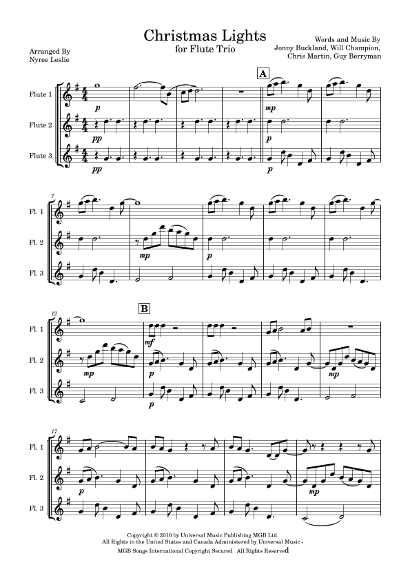 Christmas Lights (arr. Nyree Leslie)