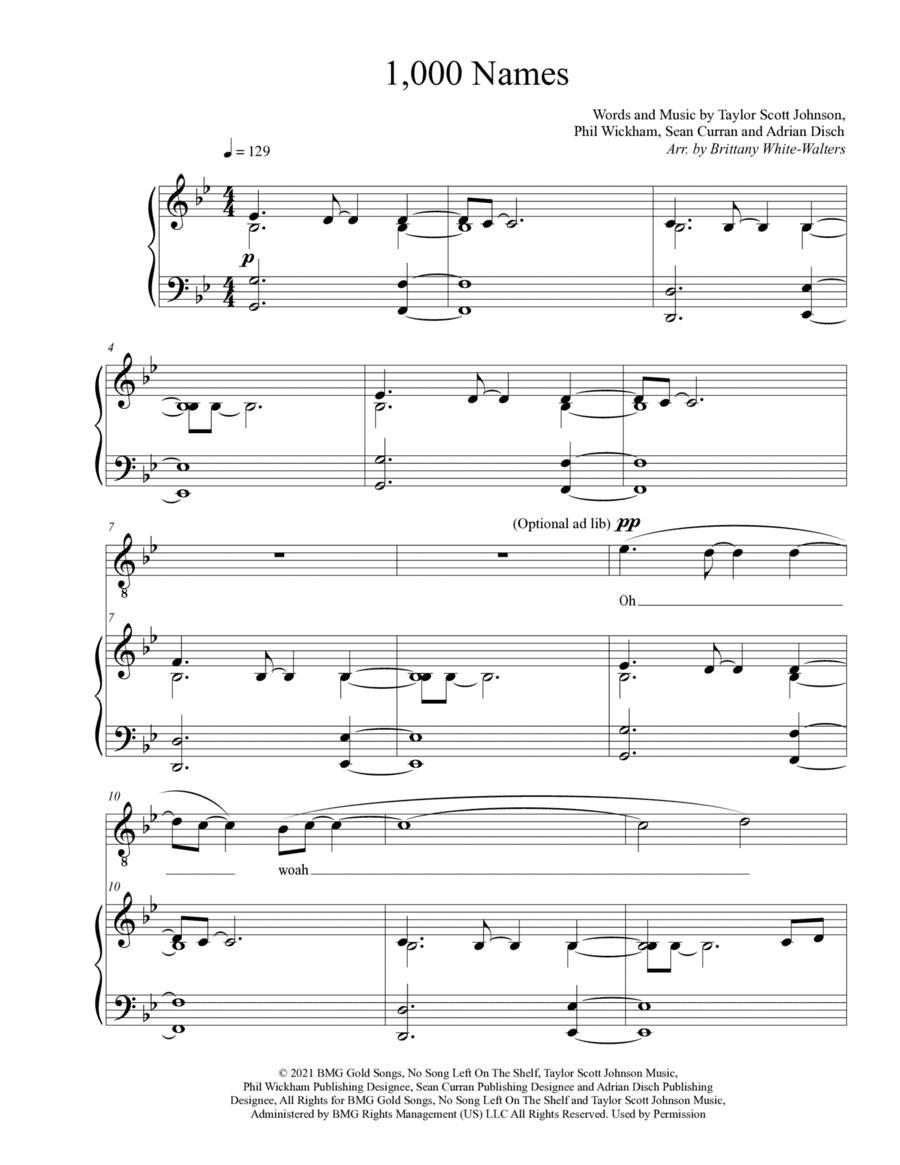 1,000 Names (arr. Brittany White-Walters)
