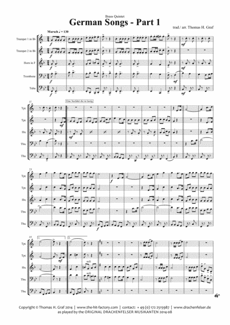 German Songs Part 1 - Oktoberfest - Brass Quintet (arr. Thomas H. Graf)