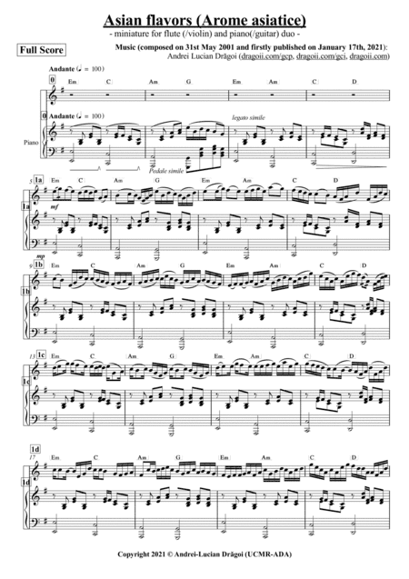Asian flavors (Arome asiatice) - miniature for flute (/violin) and piano(/guitar) duo