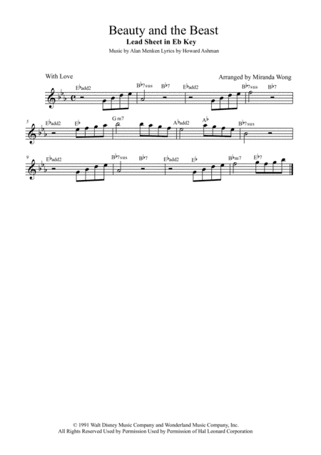 Beauty And The Beast (arr. Miranda Wong)