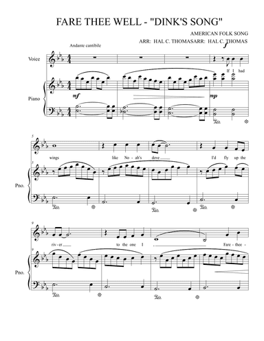 Fare Thee Well - Dink's Song (arr. HAL C THOMAS)