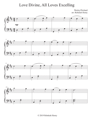 Love Divine, All Loves Excelling - Early intermediate piano (arr. Rebekah Henry)