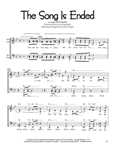 The Song Is Ended (but The Melody Lingers On) (arr. Larry Wright)