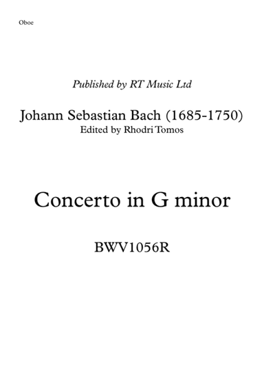 Bach BWV1056R. Concerto in G minor solo sheet music Oboe, piccolo trumpet & trumpet (arr. Rhodri Tomos)