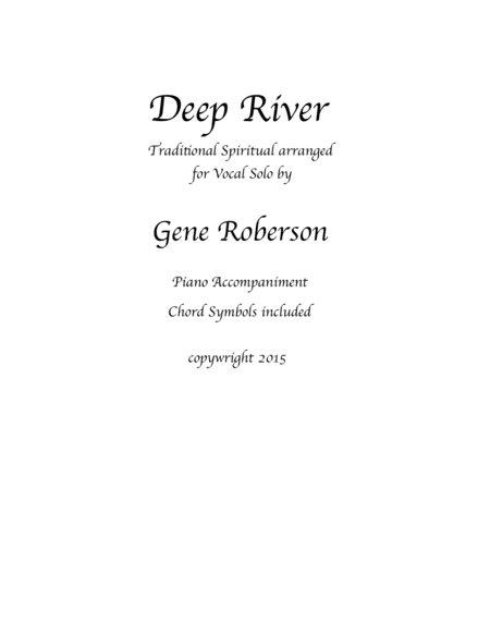 Deep River Arranged for Vocal Solo (arr. Gene Roberson)