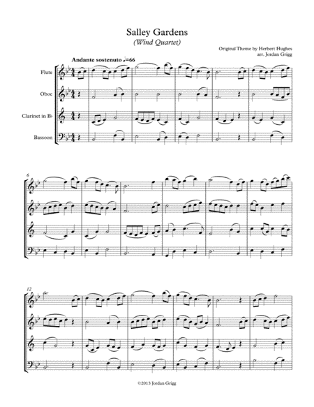 Salley Gardens (Wind Quartet) (arr. Jordan Grigg)