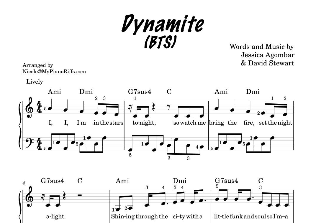 Dynamite (arr. Nicole@MyPianoRiffs.com)