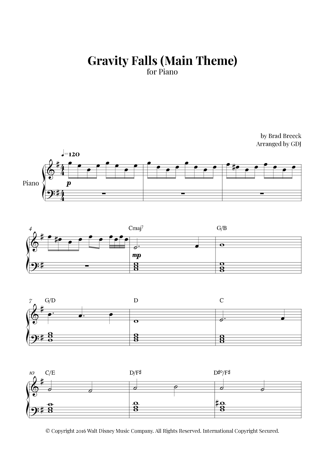 Gravity Falls (main Theme) (arr. GDJ)