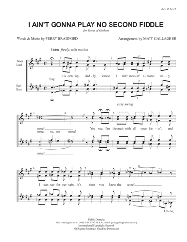I Ain't Gonna Play No Second Fiddle (arr. Matt Gallagher)