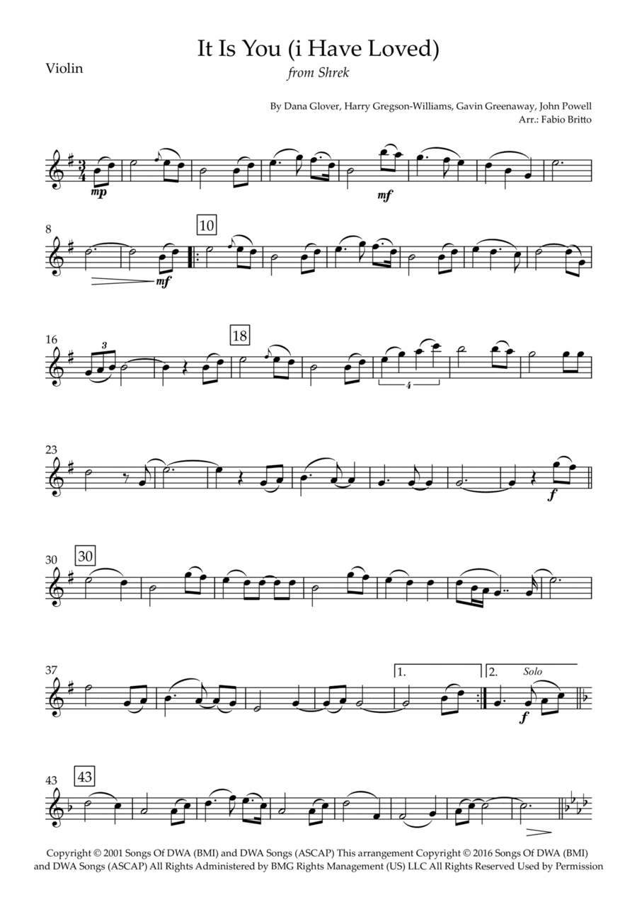 It Is You (i Have Loved) (arr. Fabio Britto)
