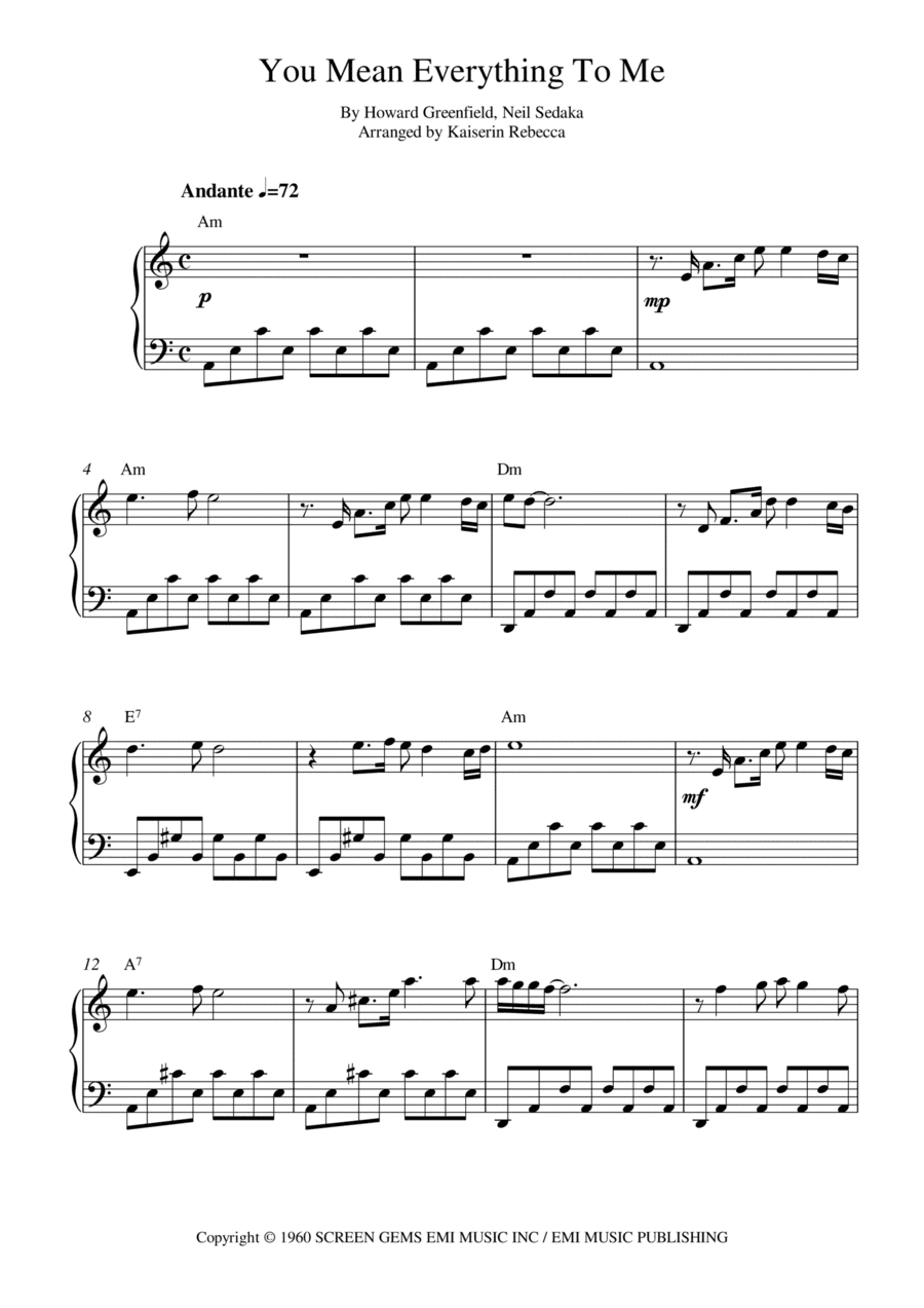 You Mean Everything To Me (arr. Kaiserin Rebecca)