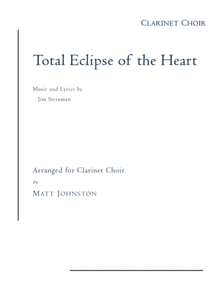 Total Eclipse Of The Heart (arr. Matt Johnston)