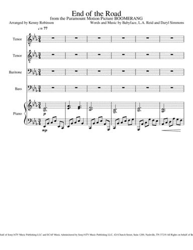 End Of The Road  from the Paramount Motion Picture BOOMERANG (arr. Kenny Robinson)