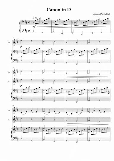 "Canon in D" - piano/organ, violin, flute (arr. Benson Kwan)
