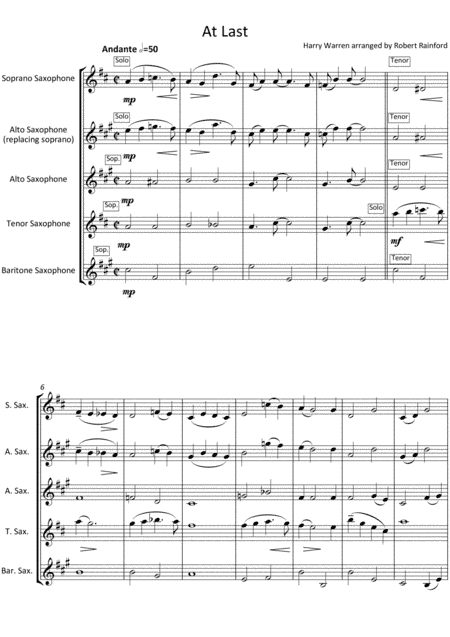 At Last (arr. Robert Rainford)