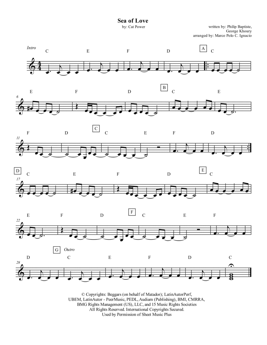 Sea Of Love - Cat Power (arr. Marco Polo C. Ignacio)