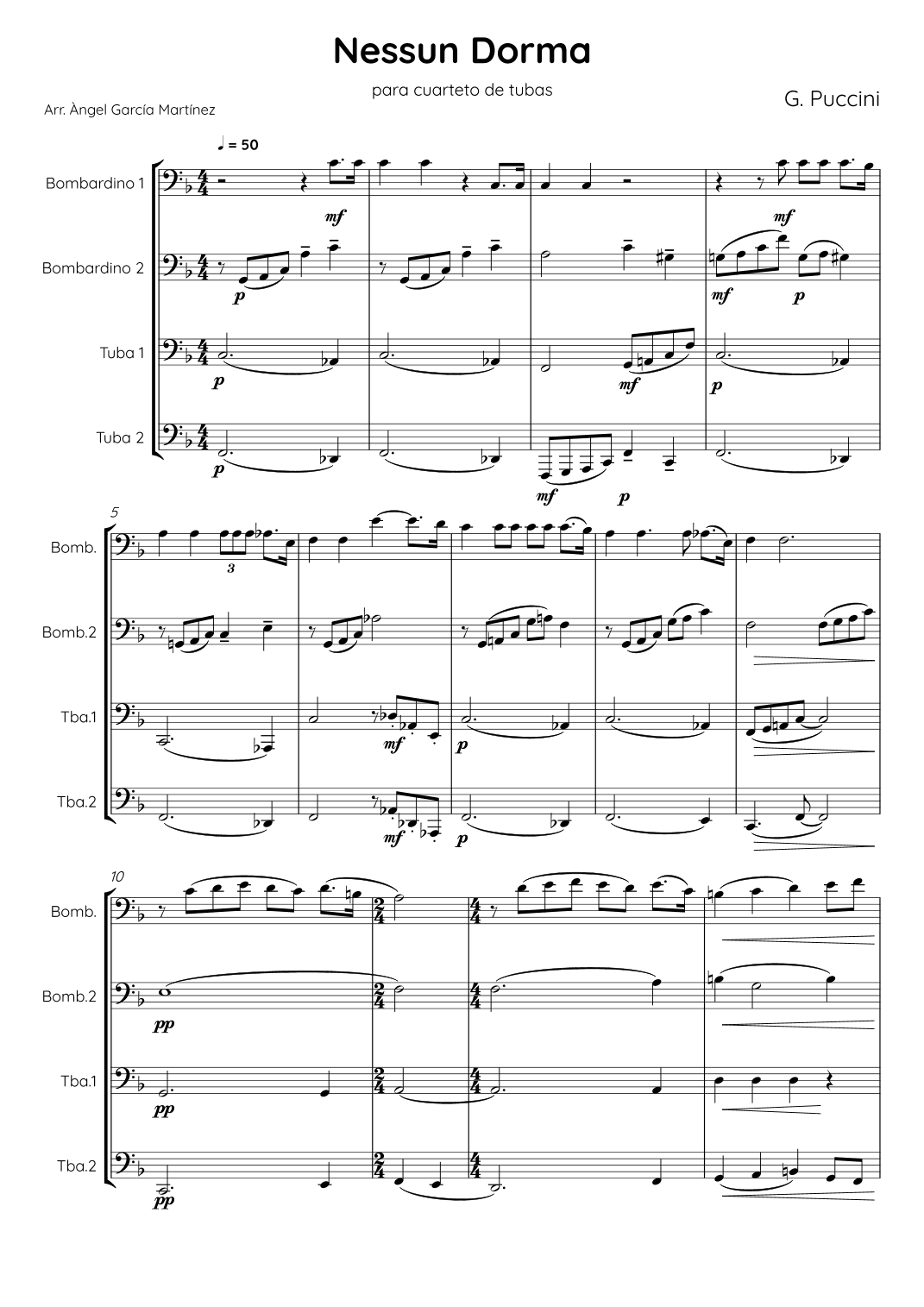 Nessun Dorma (arr. Àngel García Martínez)