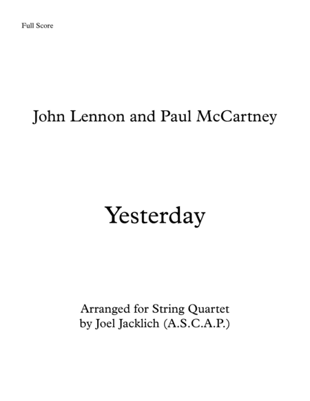 Yesterday (arr. Joel Jacklich (ASCAP))
