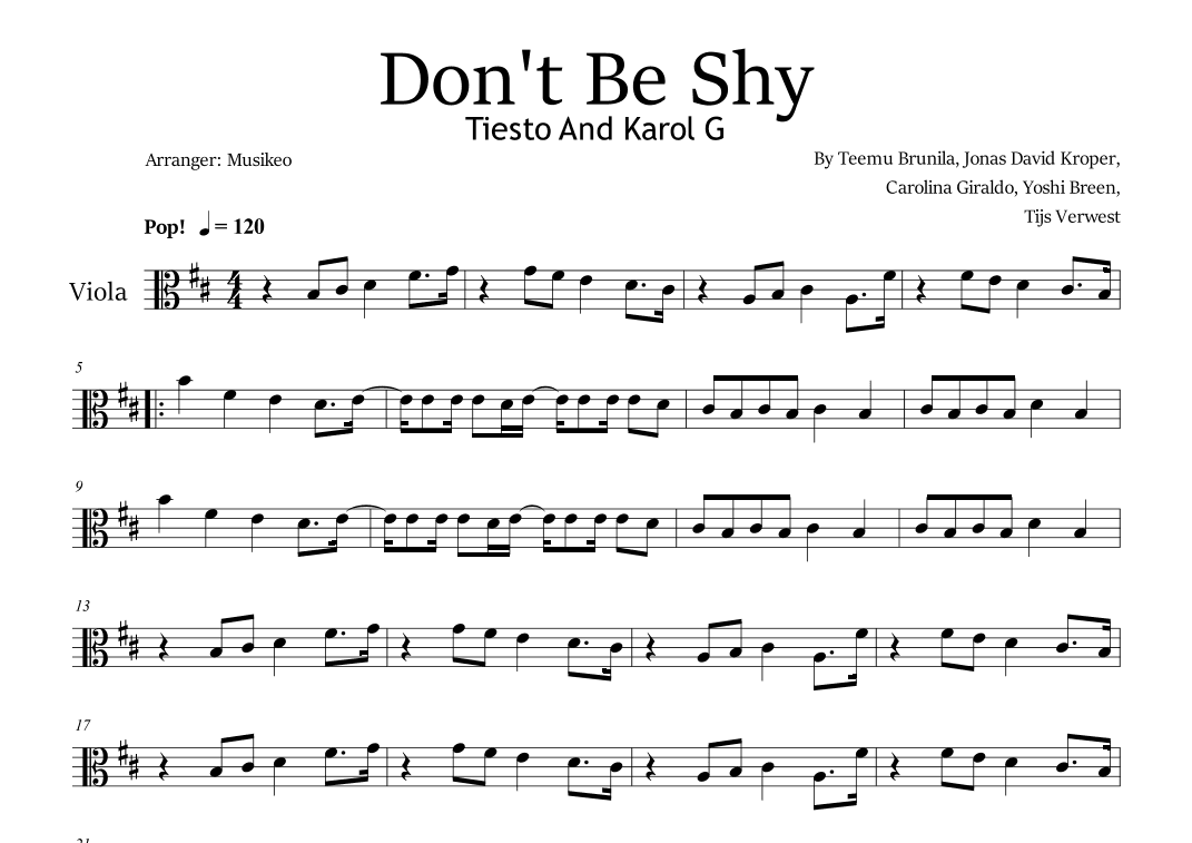 Don't Be Shy (arr. Musikeo)