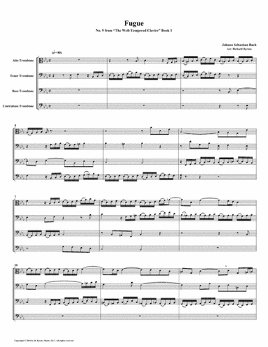 Fugue 09 from Well-Tempered Clavier, Book 1 (Trombone Quartet) (arr. Richard Byrnes)