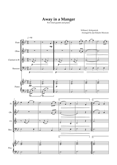 Away in a Manger for Wind Quartet and Piano (arr. JPS Edições Musicais)