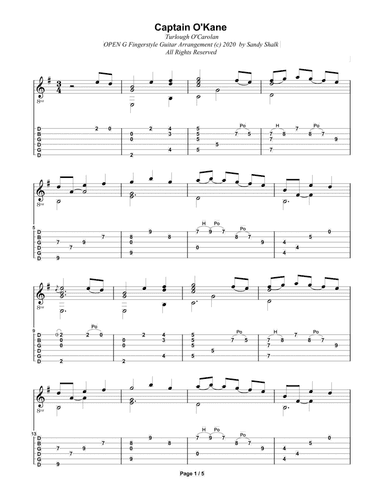Captain O'Kane (OPEN G Fingerstyle Guitar) (arr. Sandy Shalk)