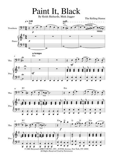 Paint It, Black (arr. Golden Skull Editions)