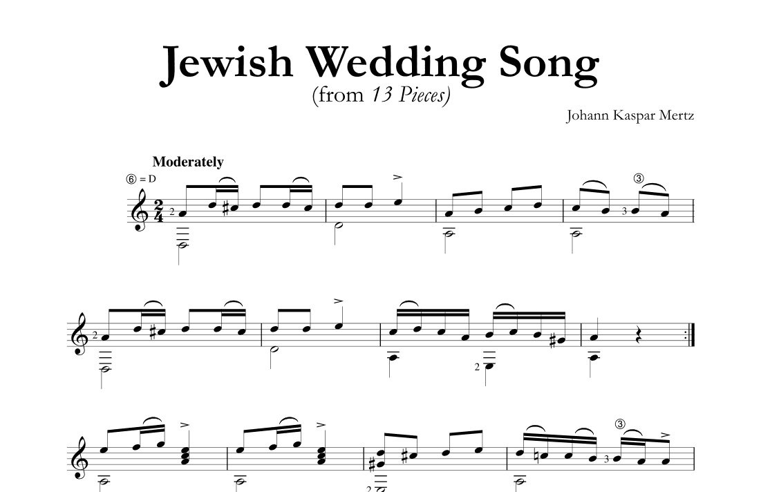 Jewish Wedding Song (from 13 Pieces) (arr. Johann Kaspar Mertz)