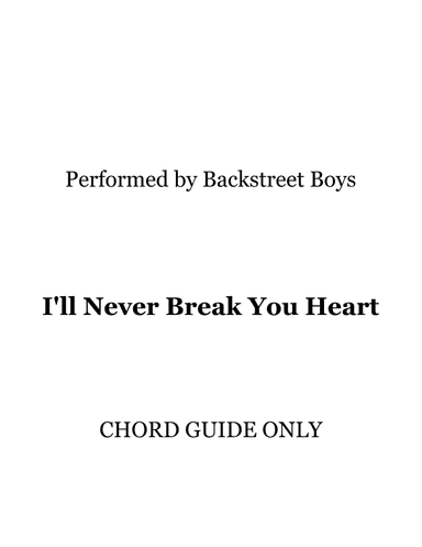 I'll Never Break Your Heart (arr. RWM)