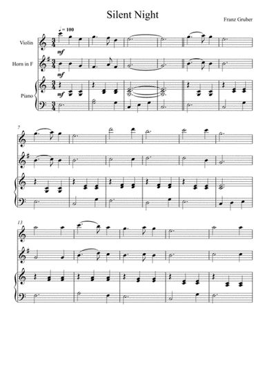 Franz Gruber - Silent Night (Violin and Horn in F Duet) (arr. André Laitano)
