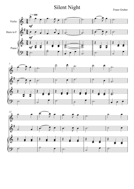 Franz Gruber - Silent Night (Violin and Horn in F Duet) (arr. André Laitano)