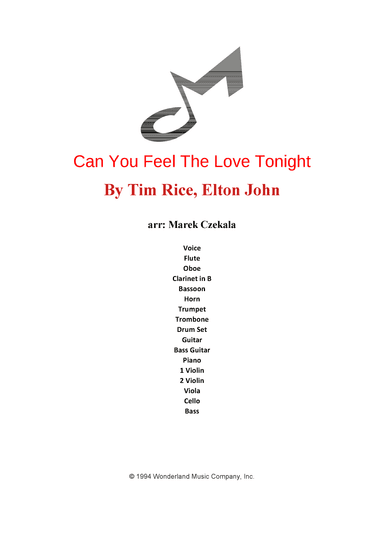 Can You Feel The Love Tonight (arr. Marek Czekala)