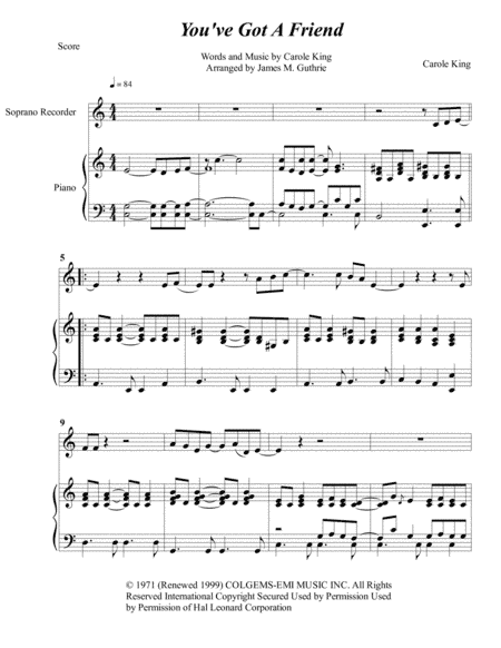 You've Got A Friend (arr. James M. Guthrie, ASCAP)