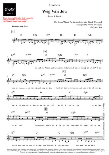Weg Van Jou (arr. Frank de Vreeze)