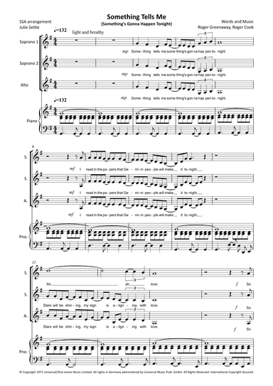 Something Tells Me (something's Gonna Happen Tonight) (arr. Julie Settle)