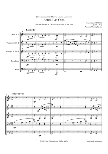 Over the Waves - Brass Quintet (arr. Anne L Christopherson GRSM ARCM)