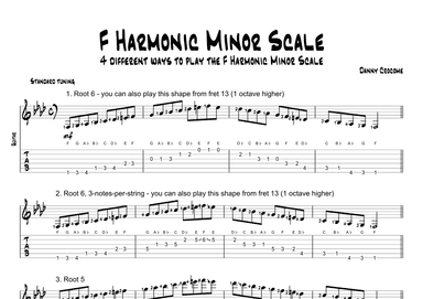 F Harmonic Minor Scale (4 Ways to Play)
