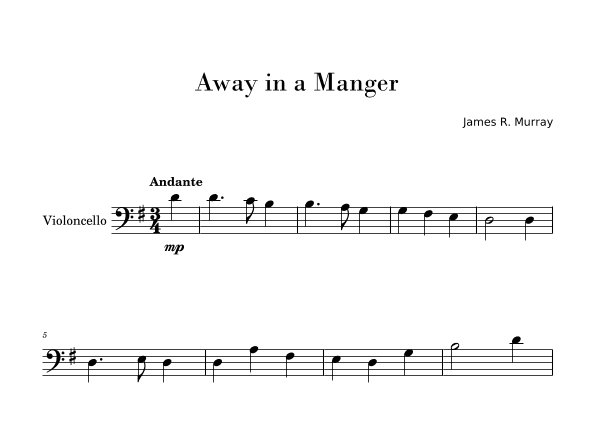 Away in a Manger (Easy Cello Solo) (arr. Gisele Sant'Ana)