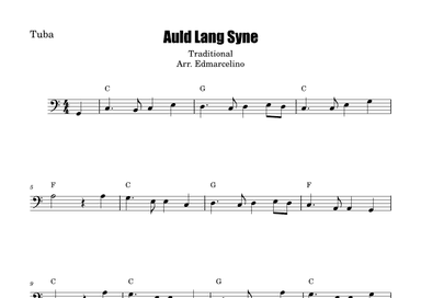 Auld Lang Syne TUBA sheet music. (arr. Edmarcelino)