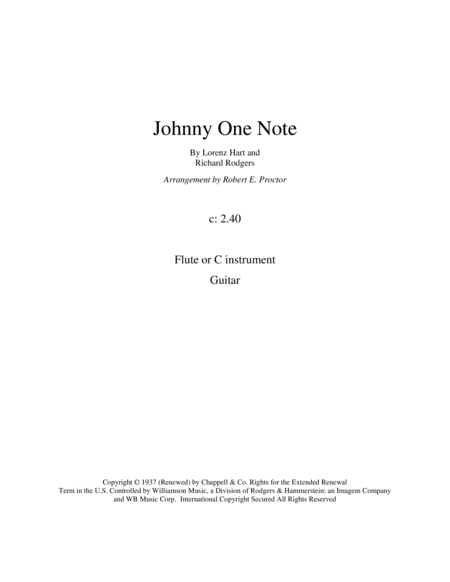 Johnny One-note (arr. Robert E. Proctor)